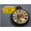 Image 1 : A silver pair cased open face verge pocket watch, white enamel dial  with central painted scene