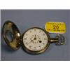 Image 1 : A silver half hunter verge pockeet watch (outer case missing), white  enamel dial, outer dial re