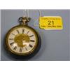 Image 1 : A silver pair cased open face verge pocket watch engraved gilt  central portion to white enamel