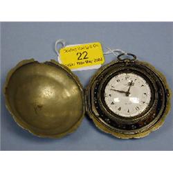 An unusual quadruple cased open face verge pocket watch, with   enamel dial having Turkish numer