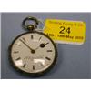 Image 1 : A Swiss silver with gold open face fusee fob watch, white enamel dial  signed Achard & Fils Gene