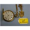 Image 1 : A 9ct gold cased hunter pocket watch, white enamel dial, Roman  numerals, signed Thos Russell &