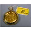 Image 1 : An 18ct gold cased hunter fusee pocket watch, white enamel dial,  Roman numerals, subsidiary sec