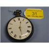 Image 1 : A silver pair cased open face fusee pocket watch, white enamel dial,  Roman numerals, dial scrib