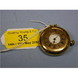 A 9ct gold lady's half hunter fob watch, white enamel dial signed  Waltham, Roman numerals and s