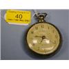Image 1 : A silver pair cased open face verge pocket watch, white enamel dial,  centre seconds hand, Arabi