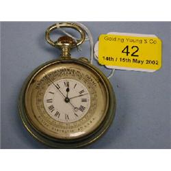 A French white metal pocket barometer and watch, marked 'Montre  Barometre Bts SGDG.