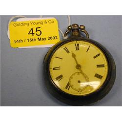 A silver pair cased open face fusee pocket watch, white enamel dial,  Roman numerals, subsidiary