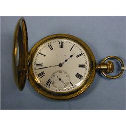 An Elgin gold plated half hunter pocket watch.