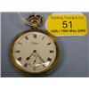 Image 1 : A gold plated open faced pocket watch by Waltham, white dial with  Roman numerals and subsidiary