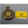 Image 1 : A silver half hunter lady's fob watch, the white enamel dial having  Roman numerals and a floral