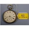 Image 1 : A silver open face pocket watch with white enamel dial, Roman  numerals, subsidiary second hand,