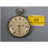 Image 1 : A silver open face fusee pocket watch with white enamelled dial,  Roman numerals and subsidiary
