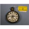 Image 1 : A silver pair cased open face verge pocket watch, white enamel dial  with zodiac signs as numer