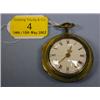 Image 1 : A silver gilt pair cased open face verge pocket watch, white enamel  dial with Roman numerals,