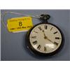 Image 1 : A silver pair cased open face verge pocket watch, white enamel dial,  Roman numerals, pierced a