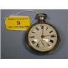 Image 1 : A silver pair cased open face verge pocket watch, white enamel dial  heavy Roman numerals, subs