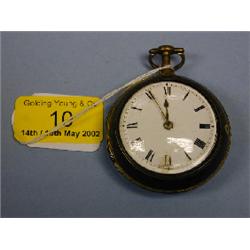 A gilt metal paior cased open face pocket watch, white enamel dial,  Roman numerals, numerals wi