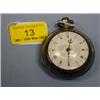 Image 1 : A silver pair cased open face verge pocket watch, enamel dial, Roman  numerals, Arabic numerals