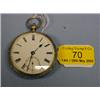 Image 1 : A silver open faced fusee pocket watch, white enamel dial, Roman  numerals with subsidiary secon