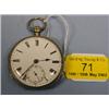 Image 1 : A silver open faced fusee pocket watch, white enamel dial with Roman  numerals, subsidiary secon