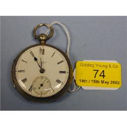 A silver open faced fusee pocket watch, white enamel dial signed J W  Benson, London, Roman nume