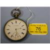 Image 1 : An open faced silver pocket watch, white enamel dial, Roman numerals,  subsidiary second hand, j