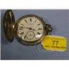 Image 1 : A silver hunter pocket watch, white enamel dial, Roman numerals,  subsidiary second hand, signed