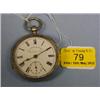 Image 1 : A silver open faced pocket watch, white enamel dial signed W E Watts,  Nottingham, The Empire Le