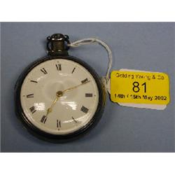 A silver open face pair cased fusee pocket watch, white enamel dial,  Roman numerals, movement s