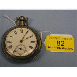 A silver open face pair cased pocket watch, white enamel dial, Roman  numerals, subsidiary secon
