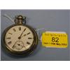 Image 1 : A silver open face pair cased pocket watch, white enamel dial, Roman  numerals, subsidiary secon