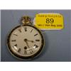 Image 1 : A silver gilt open face fusee pocket watch with white enamel dial,  Roman numerals, keywind thro