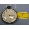 Image 1 : A silver open face verge pocket watch, white enamel dial with Roman  numerals, movement having d