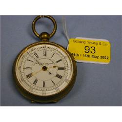 A gilt metal open face Chronometer, white enamel dial signed centre,  Seconds Chronometer Specia