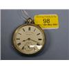 Image 1 : A silver open face pocket watch, key wind, white dial signed W E  Watts, Nottingham, 'The Empire