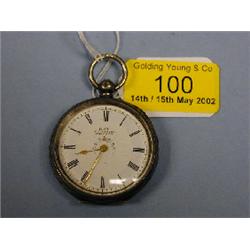 A Swiss silver open face fob watch, white enamel dial, Roman numerals,  signed Kay Worcester, Swi
