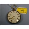 Image 1 : A silver open face fusee pocket watch, white enamel dial, Roman  numerals, subsidiary second hand