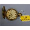 Image 1 : A gold plated Elgin hunter pocket watch, white dial, Roman numerals,  subsidiary second hand.