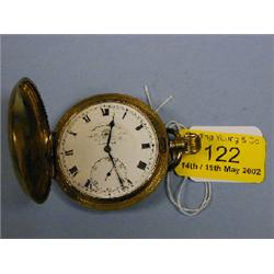 A goldd plated hunter pocket watch by Thos Russel & Son, Liverpool.
