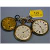 Image 1 : Three open face pocket watches, 2 gold plated, one gilt with fusee  movement.