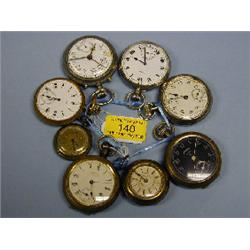 Eight various pocket and fob watches.