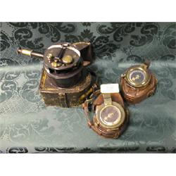 Two pocket compasses and pocket sextant by Cooke, Trofton and Simms.  (3)