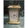Image 1 : A late 19thC. brass cased carriage clock, with hour repeat movement,  striking on a bell, enamel