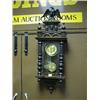 Image 1 : A 19thC. German walnut and beech wall clock with eagle and carved  pediment, simulated enamel and