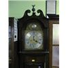 Image 1 : A Georgian oak and flamed mahogany veneered longcase clock with  swan-neck ball and eagle spike p