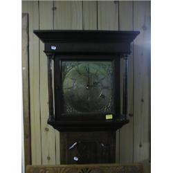 A Georgian oak longcase clock of 30 hour movement, the 12" square brass  dial with Roman numerals,