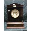 Image 1 : A 19thC. mahogany mantel clock with French 8-day movement, striking  on a bell, the 2-part enamel