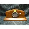 Image 1 : A Smith's 4" console clock, mounted on a pitch pine case as a mantel  clock, 15" wide, 7" high.