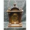 Image 1 : A late 19thC. walnut and beech mantel clock of architectural form  having reeded column door, bra